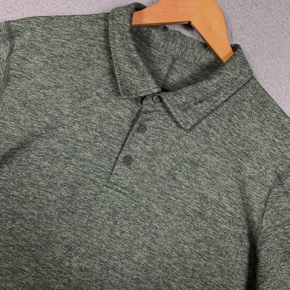 Lululemon Evolution Polo Men's XXL 2XL Green Heather Wicking Golf Casual‎ Shirt